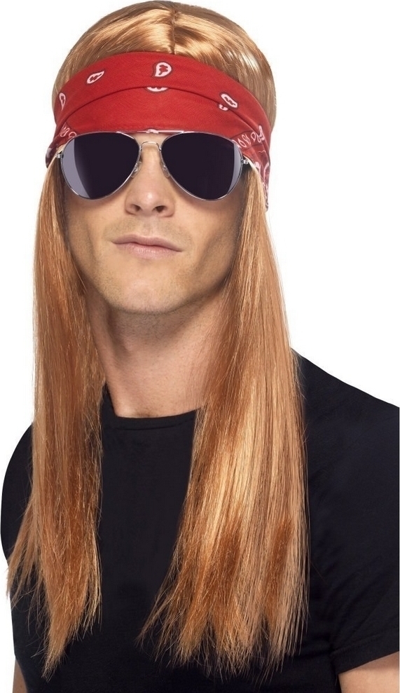 Peruca 90s Rock cu bandana, #1, Carnaval24