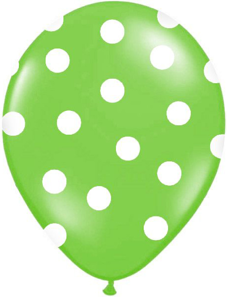 6 Baloane Verzi Cu Picatele Albe, Nr. 2, Carnaval24