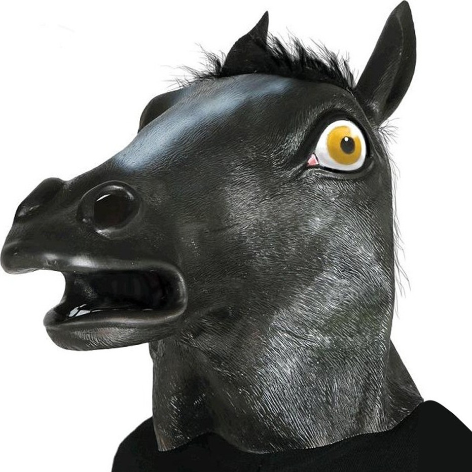 Masca de Cal negru latex, #1, Carnaval24