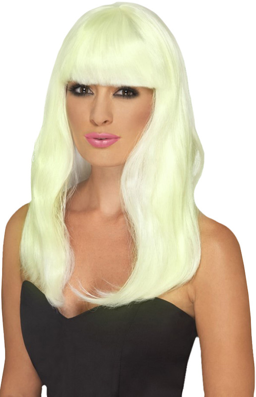Peruca Blond Platinat Fosforescenta, #1, Carnaval24
