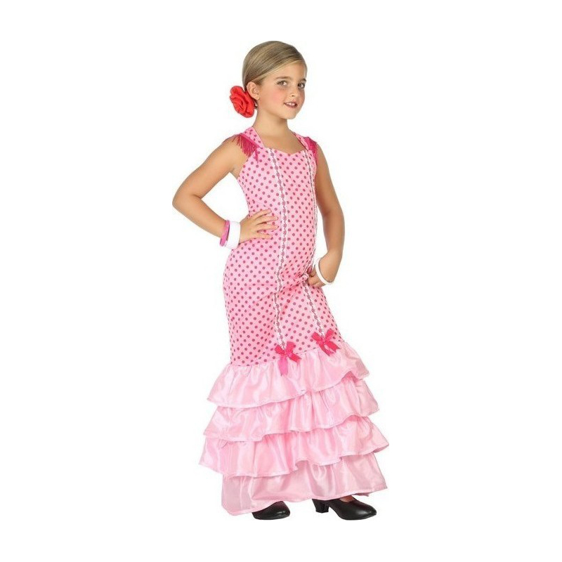 Costumatie Flamenco fetite roz 7-9 ani, 130 - 145 cm, #1, Carnaval24