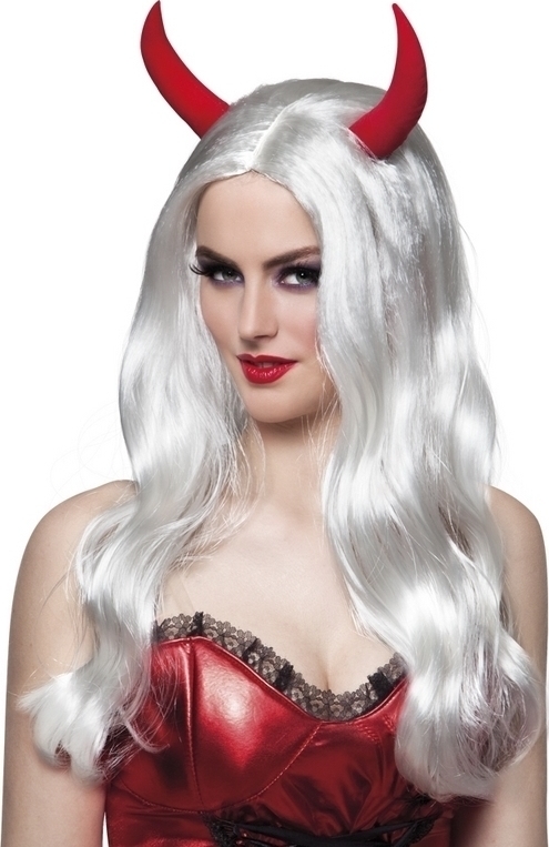 Peruca cu cornite Diavolita, #1, Carnaval24