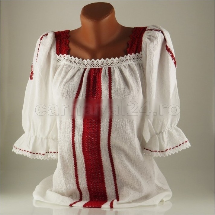 Ie traditionala pentru femei, marime 38, Alb/Rosu, #1, Carnaval24