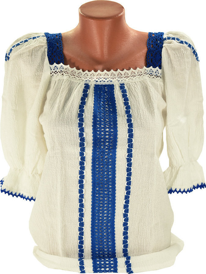 Ie model tricotaj traditional alb-albastru, marime 42, #1, Carnaval24