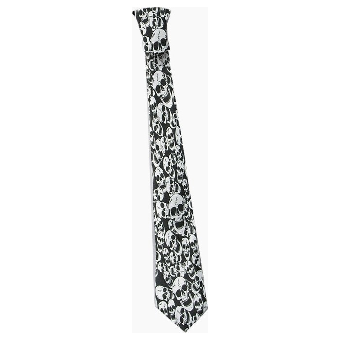 Cravata adulti cranii, alb/negru, #1, Carnaval24