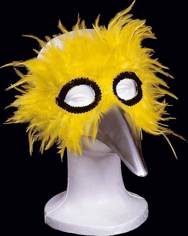 Masca cu Pene si Cioc galbena Universal Adulti, #1, Carnaval24