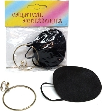 Set Acoperitoare pentru ochi si cercel Pirat, Negru/Gri, #1, Carnaval24