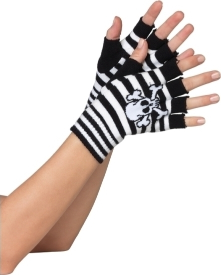 Manusi Halloween, marime Universala, Alb/Negru, #1, Carnaval24