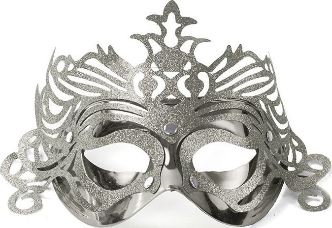 Masca Venetiana Cu Ornament Argintie, #1, Carnaval24