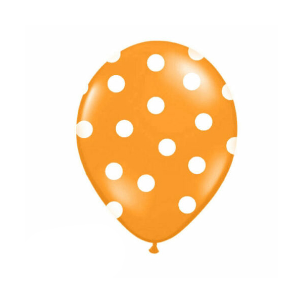Set 6 baloane portocalii cu picatele albe, #1, Carnaval24