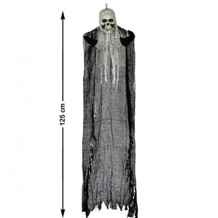 Decoratiune Suspendata Schelet 125 cm, Negru/Alb, Nr. 2, Carnaval24