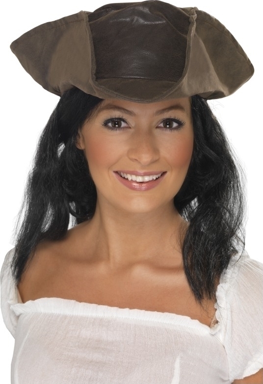 Palarie de Pirat cu Par pentru adulti, Maro, #1, Carnaval24