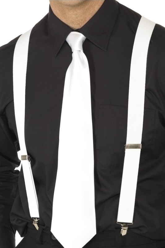 Bretele universale pentru Barbati, Alb, Nr. 1, Carnaval24